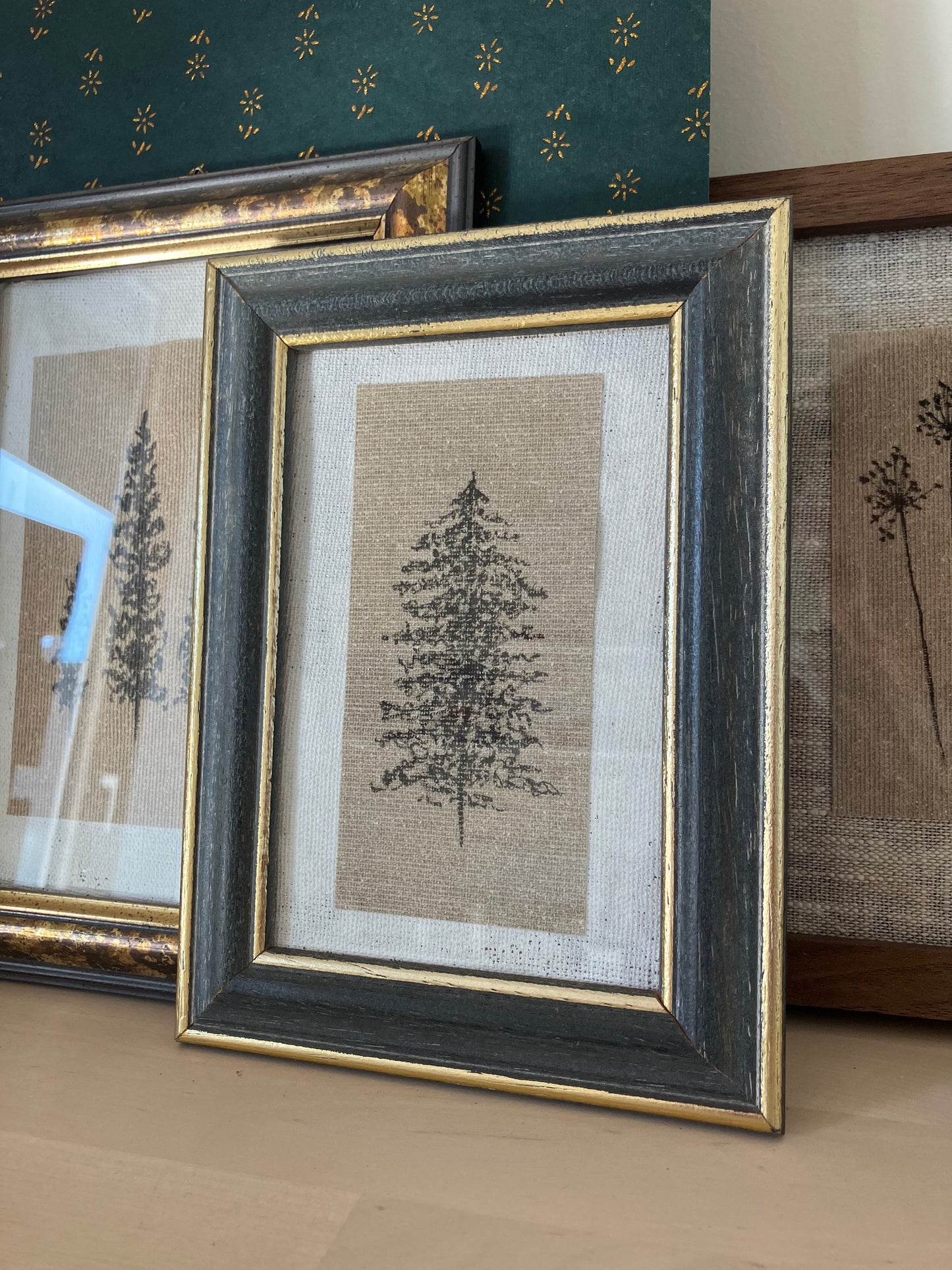 Framed Botanic - Ink On Canvas Paper