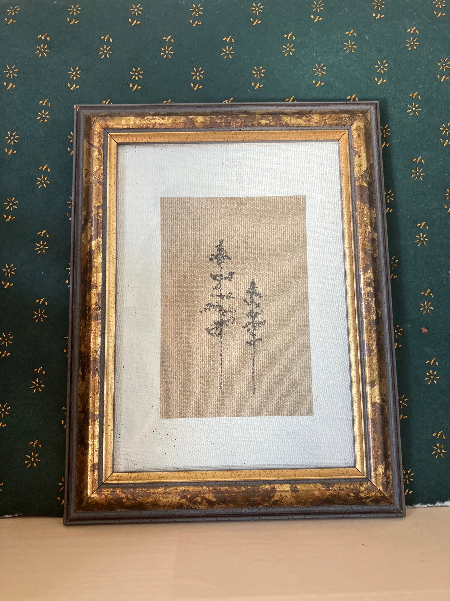 Framed Botanic - Ink On Canvas Paper