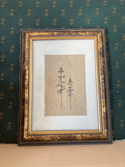 Framed Botanic - Ink On Canvas Paper