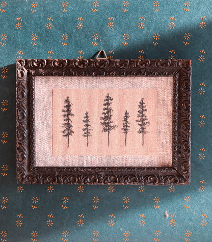 Framed Botanic - Ink On Canvas Paper