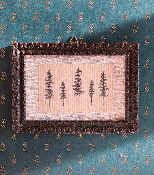 Framed Botanic - Ink On Canvas Paper