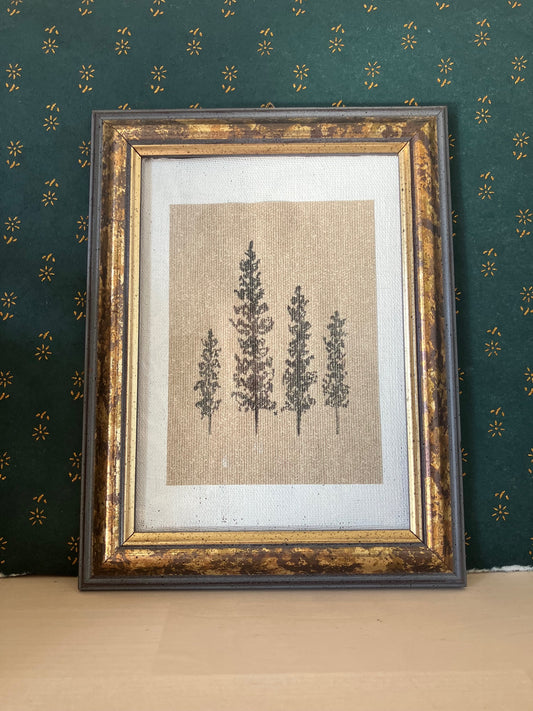 Framed Botanic - Ink On Canvas Paper